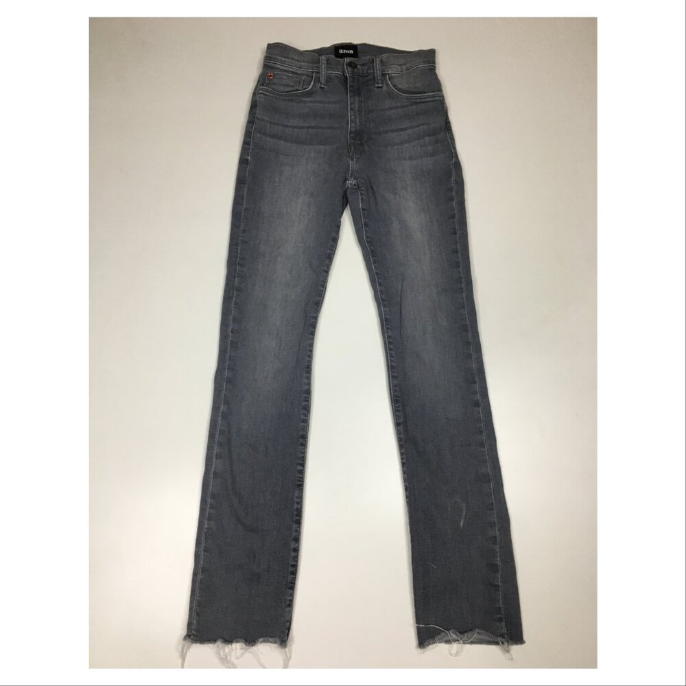 HUDSON Gray BLAIR Raw Edge Hem 5 Pocket Logo Hardware Slim Fit Skinny Jeans